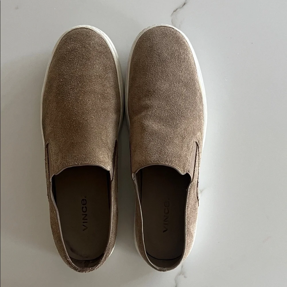 Vince Suede Slip-On Verrill Sneakers - Tan/Taupe - Women’s 6.5